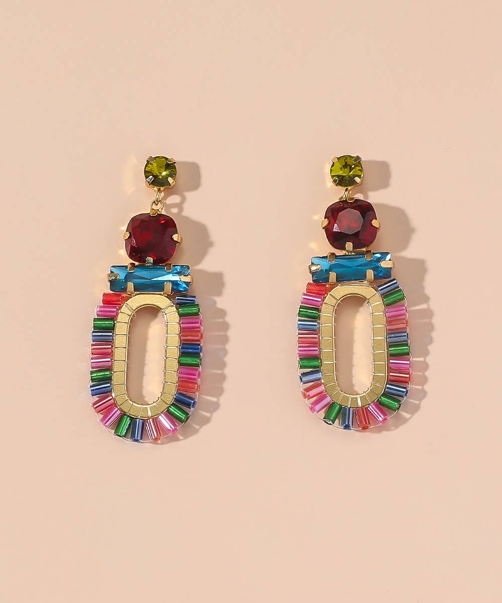 Bold Colourful Gold Statement Earrings