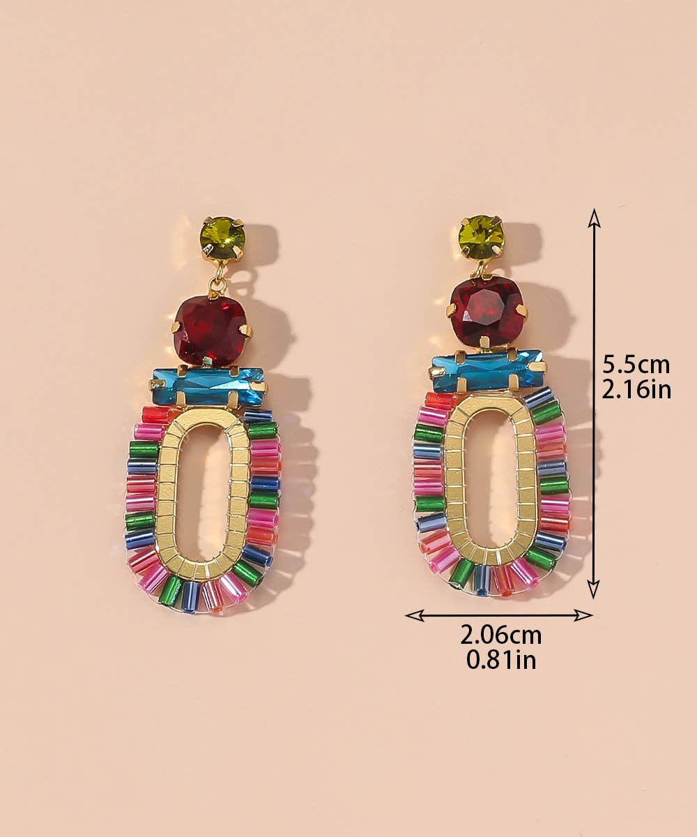 Bold Colourful Gold Statement Earrings