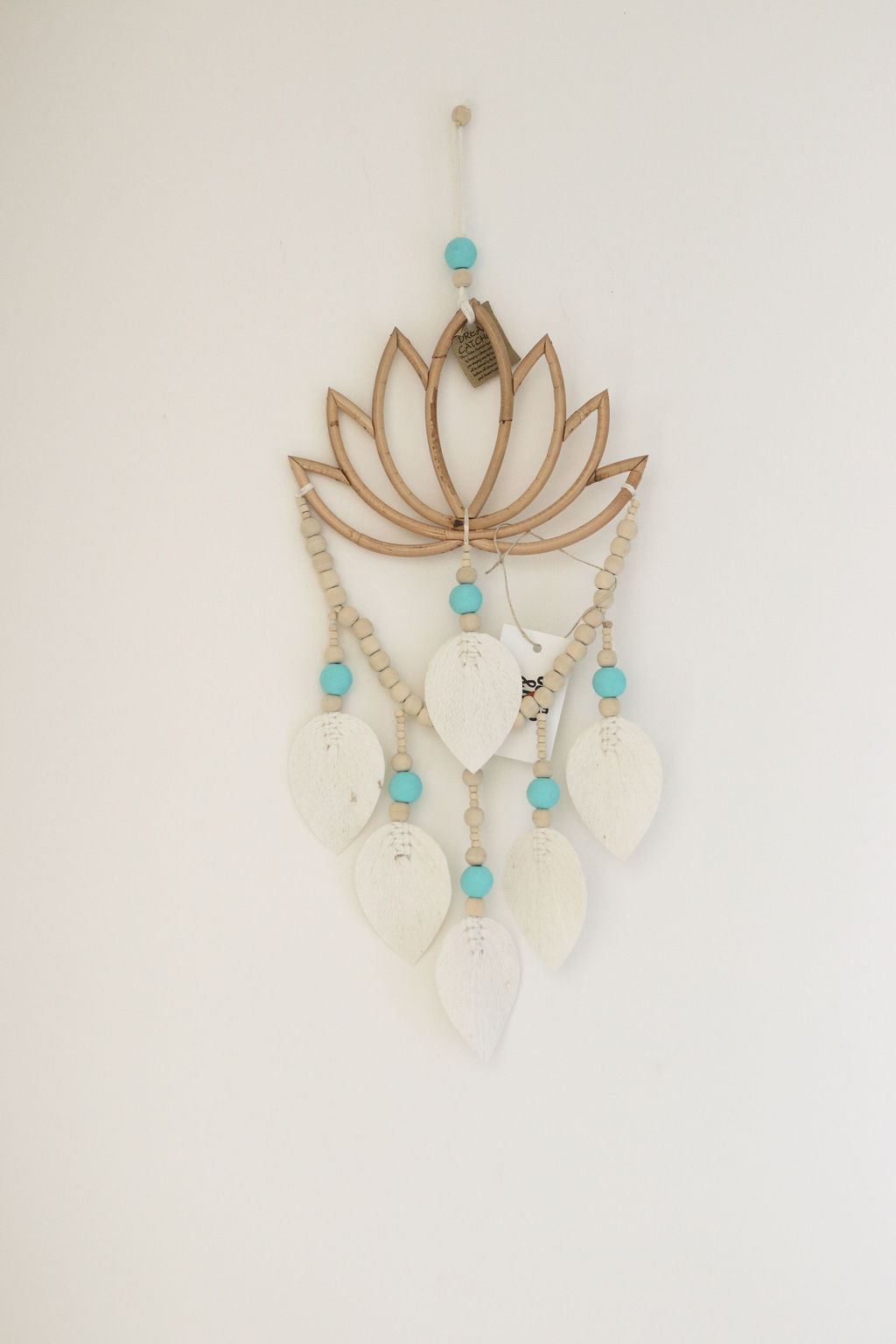 Lotus Dream Catcher - Handcrafted with Beads and Bamboo Wall Hanger