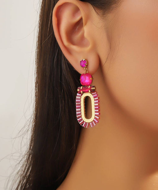 Bold Colourful Gold Statement Earrings