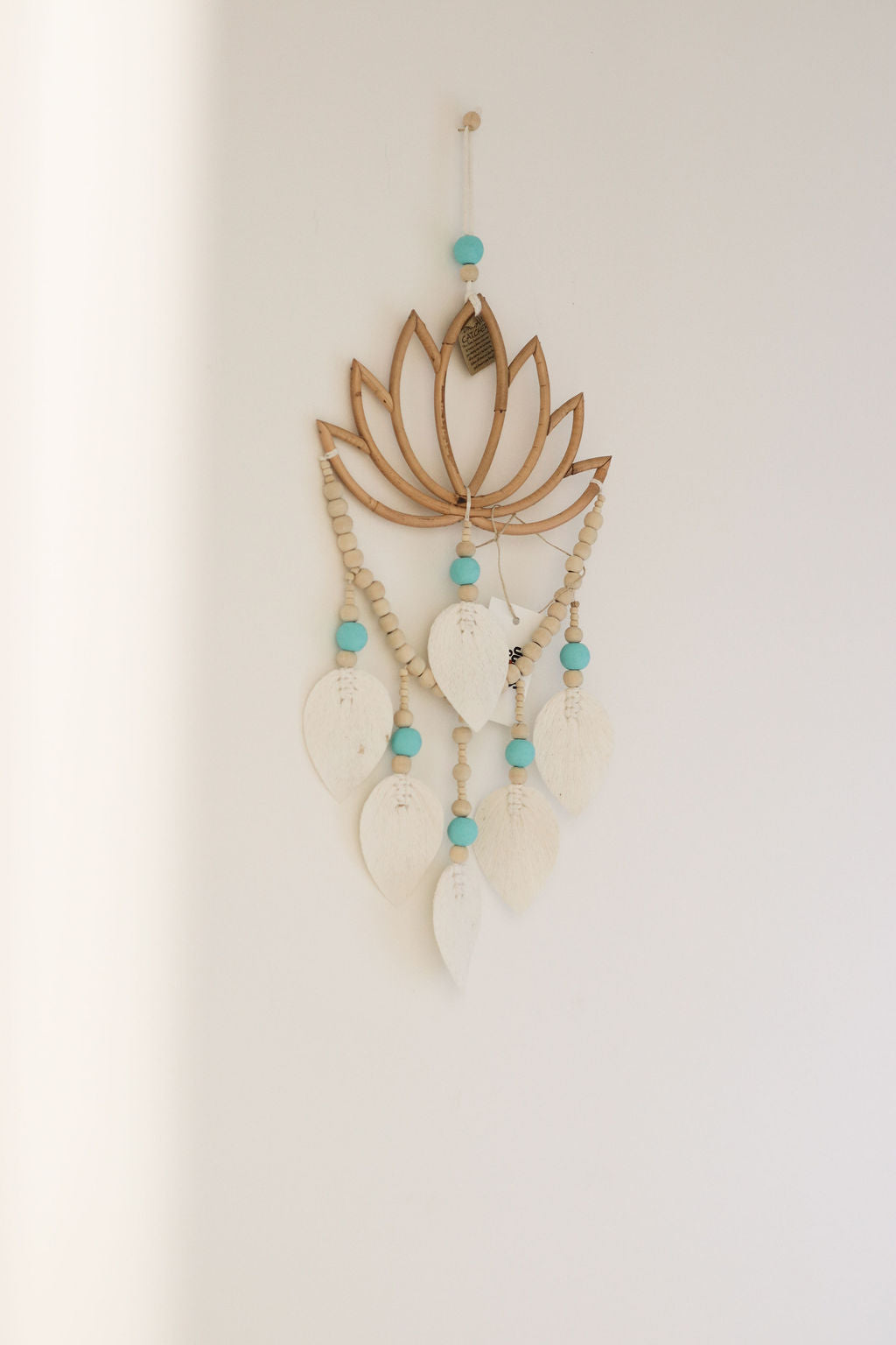Lotus Dream Catcher - Handcrafted with Beads and Bamboo Wall Hanger
