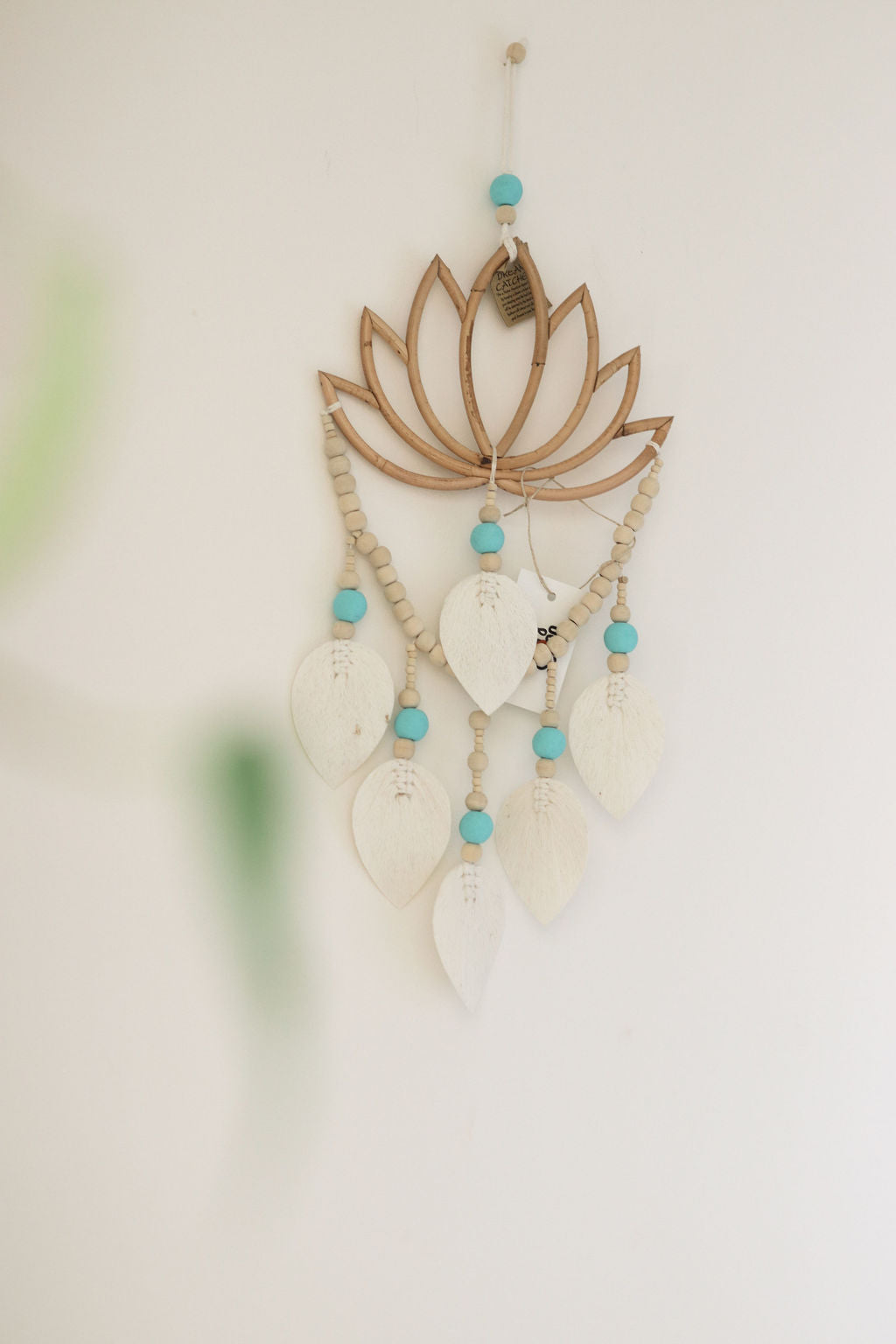Lotus Dream Catcher - Handcrafted with Beads and Bamboo Wall Hanger
