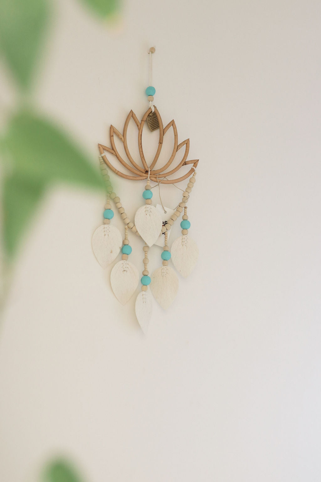 Lotus Dream Catcher - Handcrafted with Beads and Bamboo Wall Hanger